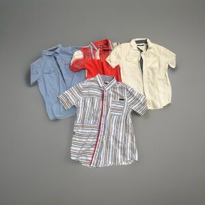 Lot of 4 Sean John Boys Button Up Shirts Sz M Red White Blue
